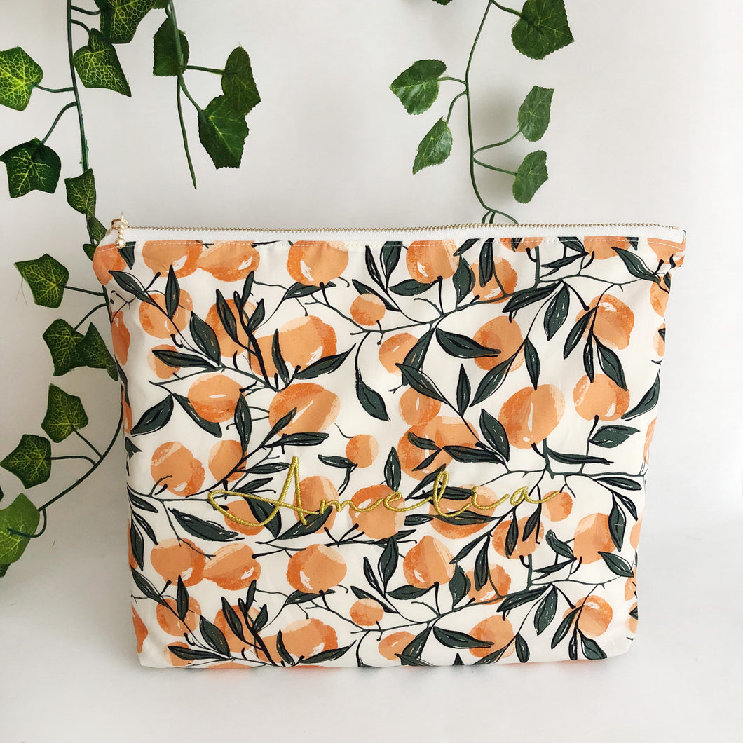 Personalised Peach Print Pouch Bag