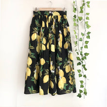 Load image into Gallery viewer, Lemon Print Cotton Midi Skirt