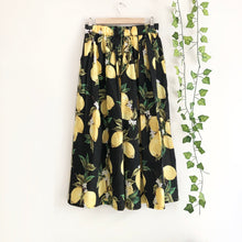 Load image into Gallery viewer, Lemon Print Cotton Midi Skirt