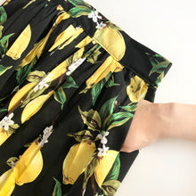 Load image into Gallery viewer, Lemon Print Cotton Midi Skirt