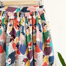 Load image into Gallery viewer, Printed Cotton Midi Skirt- Abstract