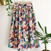 Load image into Gallery viewer, Printed Cotton Midi Skirt- Abstract