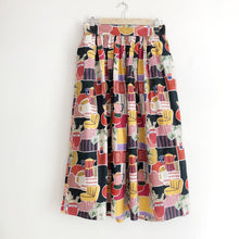 Load image into Gallery viewer, Retro Life Print Cotton Midi Skirt
