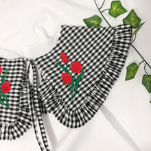 Load image into Gallery viewer, Tulip Embroidered Gingham Detachable Collar