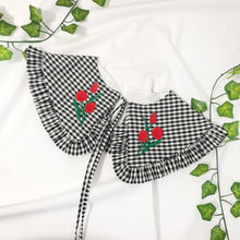 Load image into Gallery viewer, Tulip Embroidered Gingham Detachable Collar