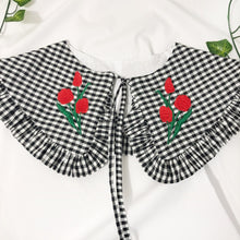 Load image into Gallery viewer, Tulip Embroidered Gingham Detachable Collar