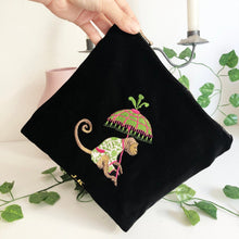 Load image into Gallery viewer, Black Velvet Personalised Embroidery Velvet Pouch Bag