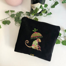 Load image into Gallery viewer, Black Velvet Personalised Embroidery Velvet Pouch Bag