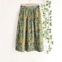 Load image into Gallery viewer, Flower Garden Printed Cotton Midi Skirt, Art Print Skirt