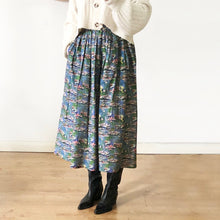 Load image into Gallery viewer, Water Lilies Printed Cotton Midi Skirt, Art Print Skirt