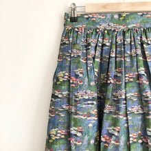 Load image into Gallery viewer, Water Lilies Printed Cotton Midi Skirt, Art Print Skirt