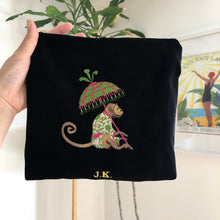 Load image into Gallery viewer, Black Velvet Personalised Embroidery Velvet Pouch Bag