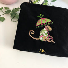 Load image into Gallery viewer, Black Velvet Personalised Embroidery Velvet Pouch Bag
