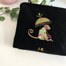 Load image into Gallery viewer, Black Velvet Personalised Embroidery Velvet Pouch Bag