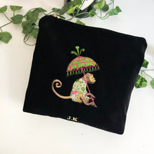 Load image into Gallery viewer, Black Velvet Personalised Embroidery Velvet Pouch Bag
