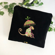 Load image into Gallery viewer, Black Velvet Personalised Embroidery Velvet Pouch Bag