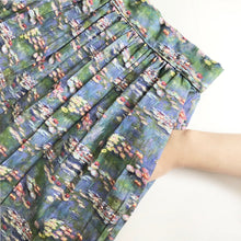 Load image into Gallery viewer, Water Lilies Printed Cotton Midi Skirt, Art Print Skirt