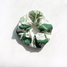 Load image into Gallery viewer, Green Foliage Print Cotton Scrunchy Hair Tie