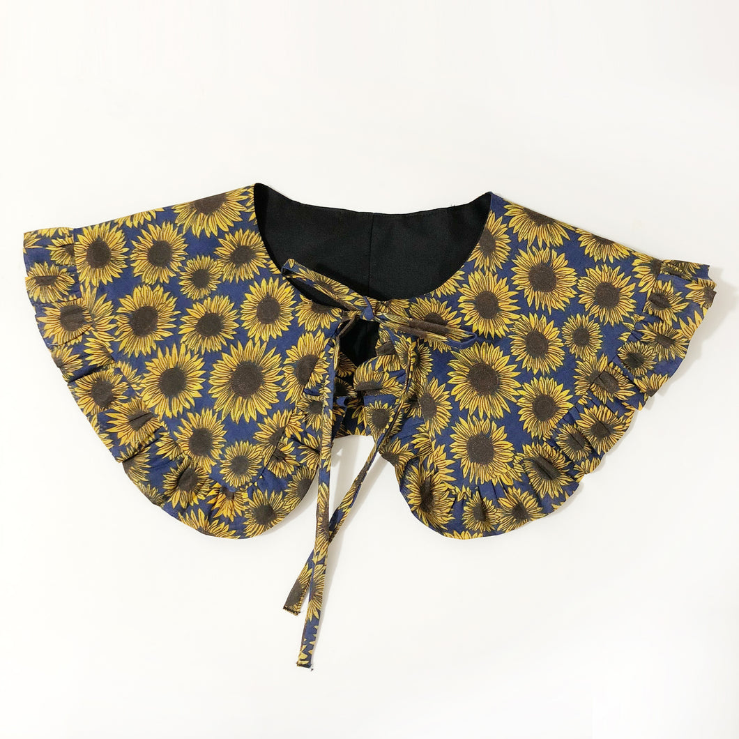 Sunflower Print Cotton Removable Frill collar