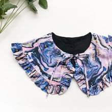 Load image into Gallery viewer, Purple Marble Print Cotton Removable Frill collar, Detachable Collar

