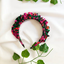Load image into Gallery viewer, Dark Floral Print Rouched headband
