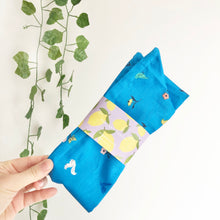 Load image into Gallery viewer, Blue Floral Print Organic Cotton Wire Headband

