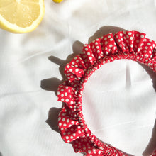 Load image into Gallery viewer, Red Polkadot Rouched headband

