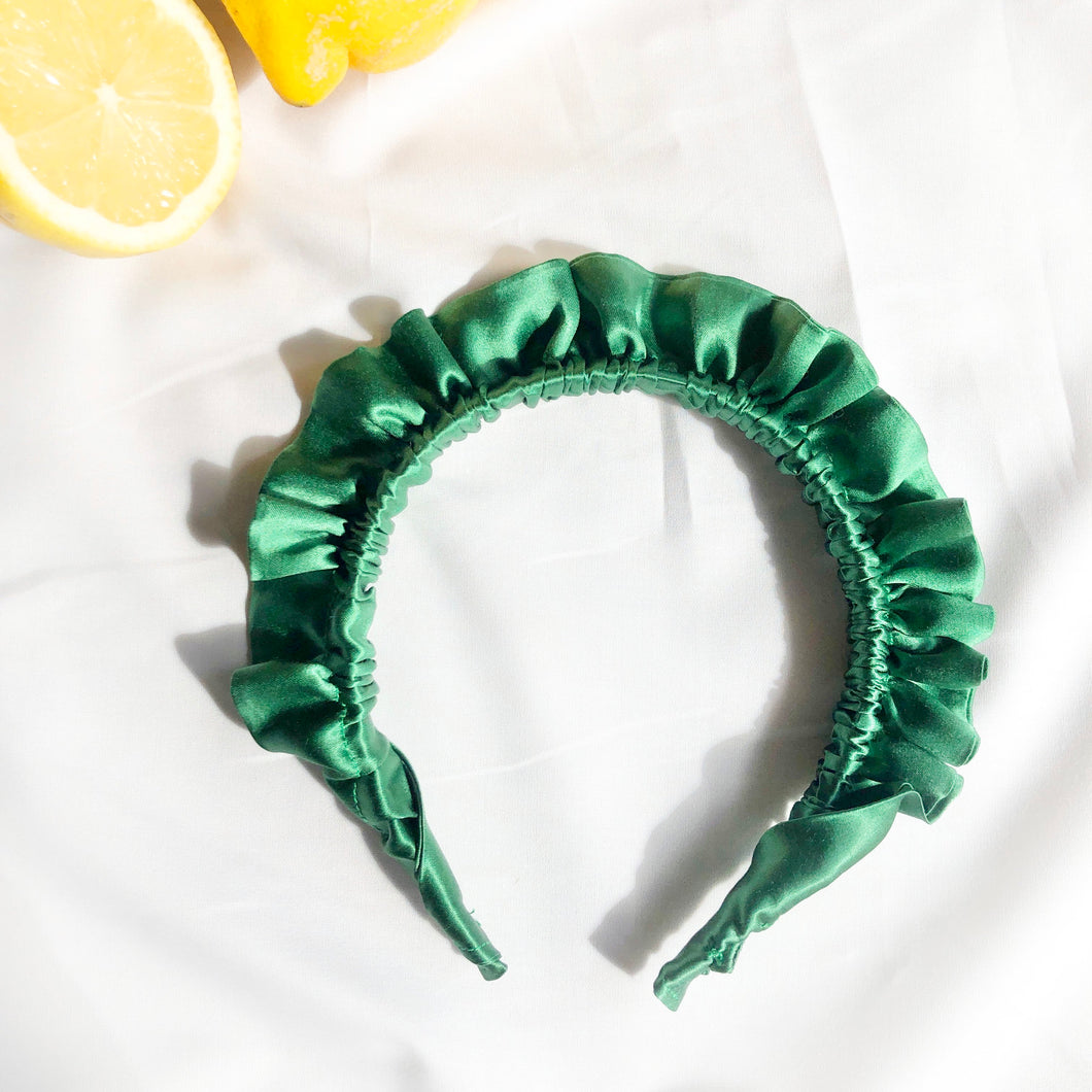 Green Silk  Rouched headband