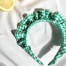Load image into Gallery viewer, Green Gingham Rouched headband
