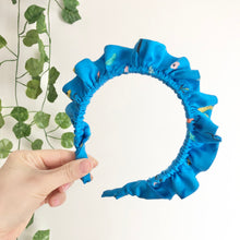 Load image into Gallery viewer, Blue Ditsy Floral Rouched headband

