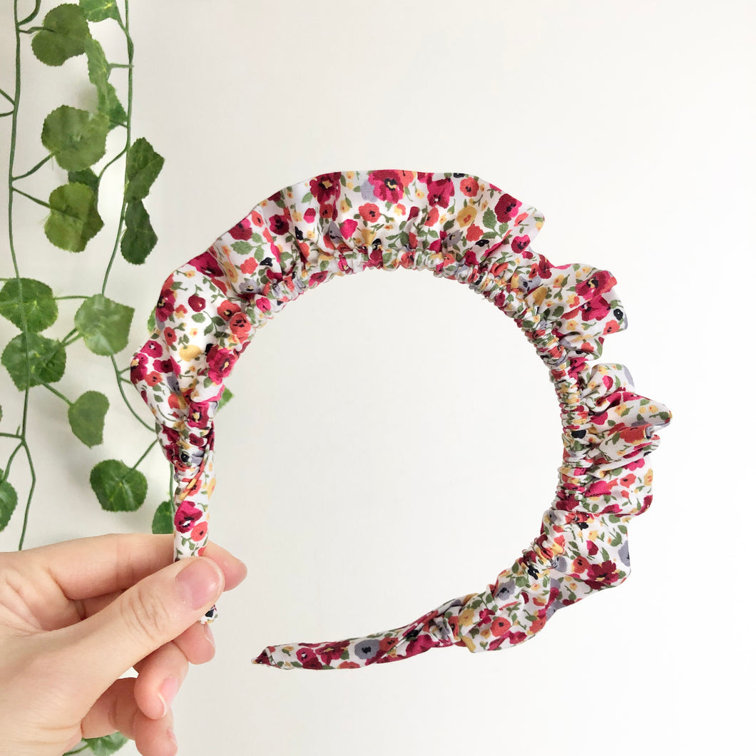 Red Ditsy Floral Rouched headband