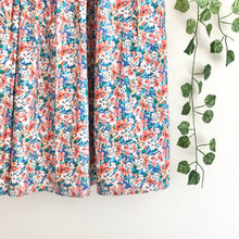 Load image into Gallery viewer, Blue&amp;Red Floral Print Cotton Midi Skirt

