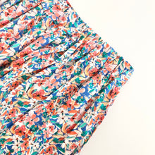 Load image into Gallery viewer, Blue&amp;Red Floral Print Cotton Midi Skirt

