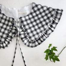 Load image into Gallery viewer, Grey Gingham Cotton Detachable Collar
