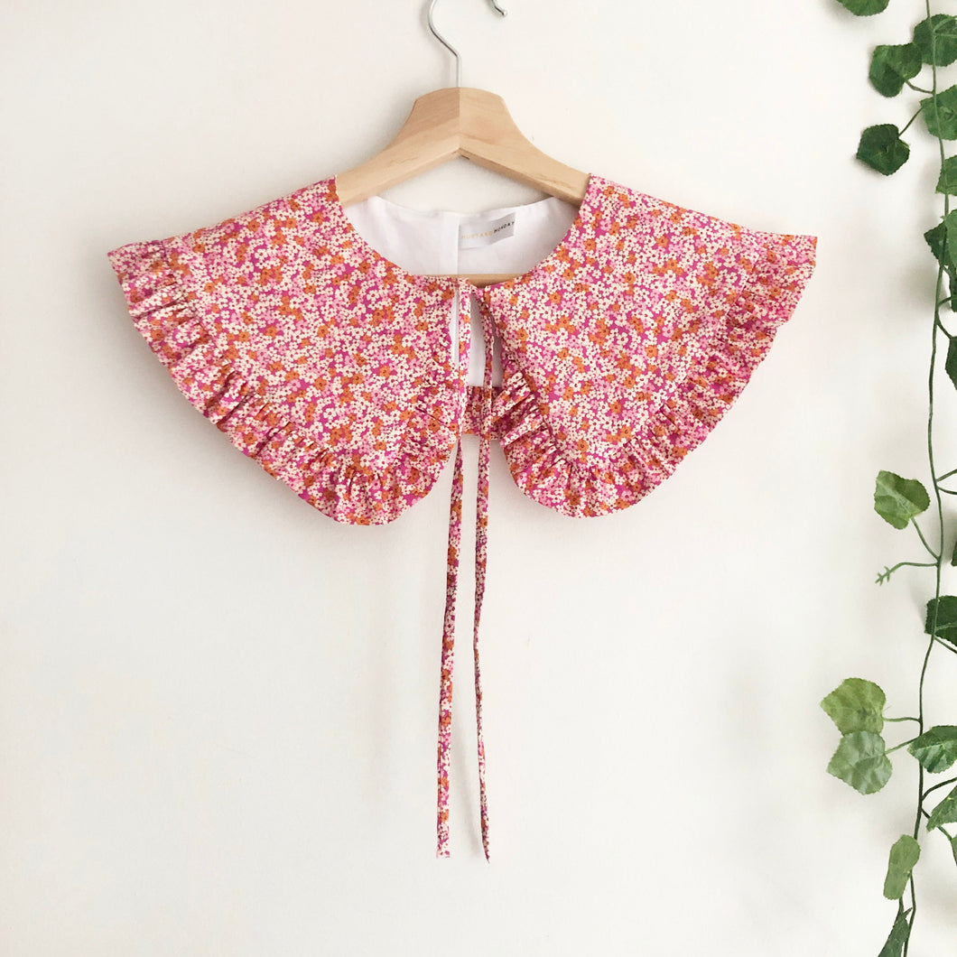 Pink Floral Print Detachable Collar