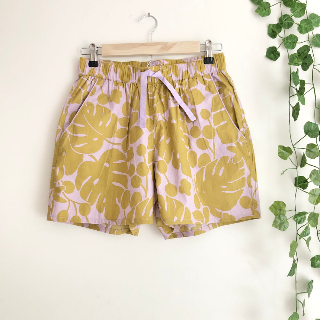 Leaf Print Cotton PJ Shorts