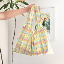 Load image into Gallery viewer, Pastel Check Reusable Shopping Bag

