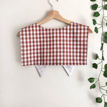 Load image into Gallery viewer, Rust Gingham Cotton Removable Collar, Sailor Collar
