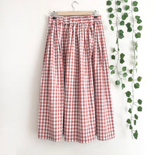 Load image into Gallery viewer, Rust Gingham Cotton Midi Skirt
