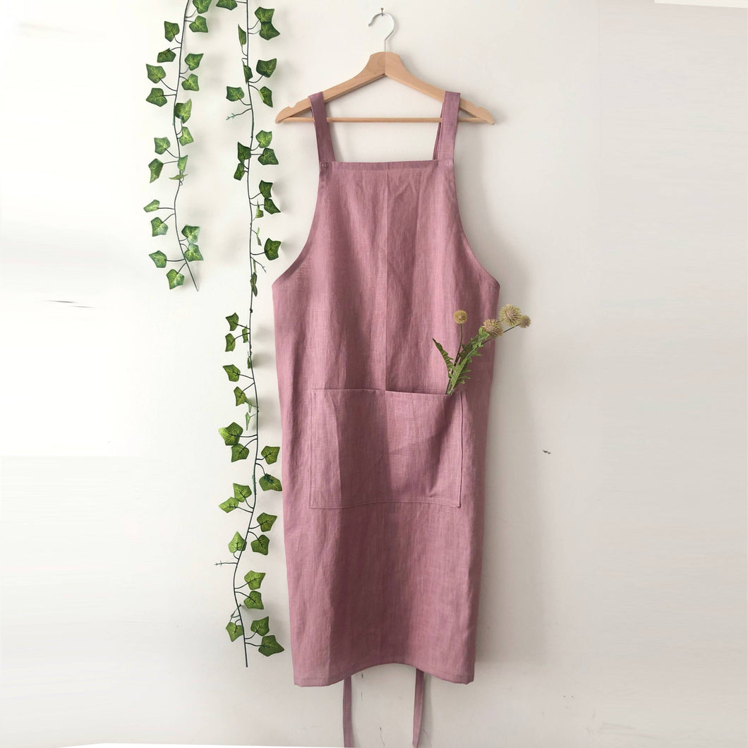 Personalised Lavender 100% Linen Pinafore Apron