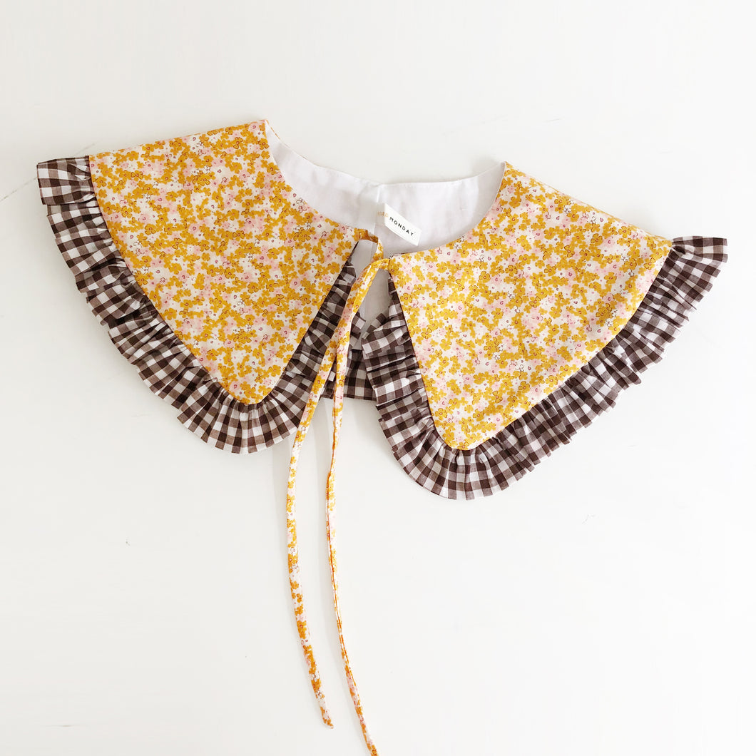 Ditsy Floral/Gingham Cotton Detachable Collar