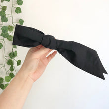 Load image into Gallery viewer, Black Ribbon Bow Barrette, Large Bow Hair Clip
