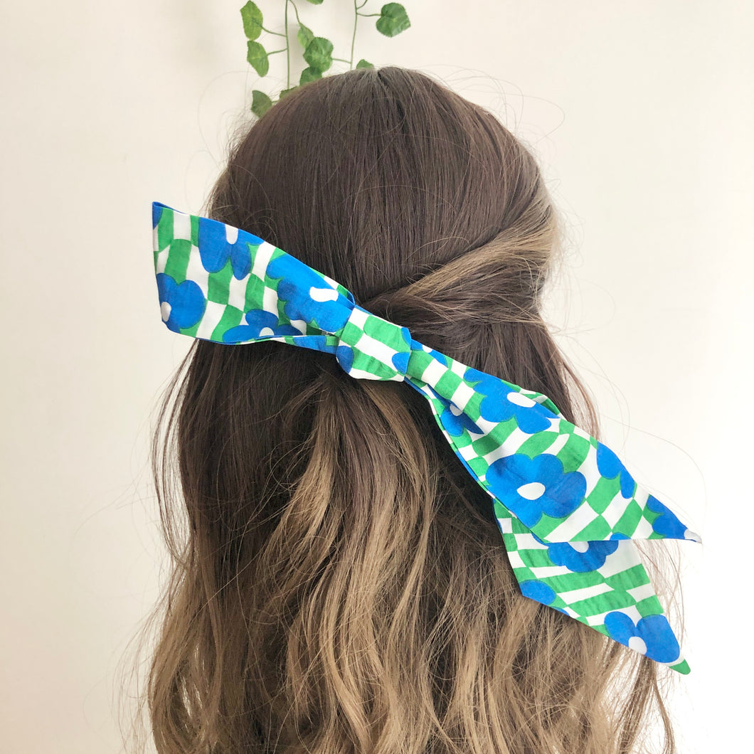 Floral Bow Barrette, Large Bow Hair Clip