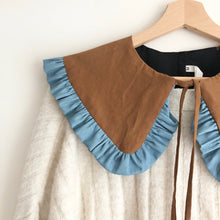 Load image into Gallery viewer, Brown/Denim Cotton Removable Collar, Detachable Frill collar
