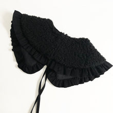 Load image into Gallery viewer, Oversized Sherpa Collar, Frill collar, Detachable Frill collar- Black
