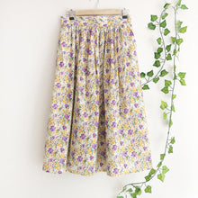 Load image into Gallery viewer, Purple Floral Print Cotton Midi Skirt

