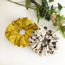 Load image into Gallery viewer, Full Dot Print/Mustard Cotton Scrunchies

