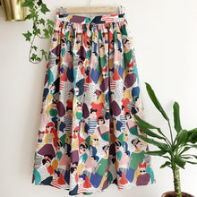 Load image into Gallery viewer, Printed Cotton Midi Skirt- Abstract
