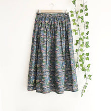 Load image into Gallery viewer, Water Lilies Printed Cotton Midi Skirt, Art Print Skirt
