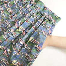 Load image into Gallery viewer, Water Lilies Printed Cotton Midi Skirt, Art Print Skirt
